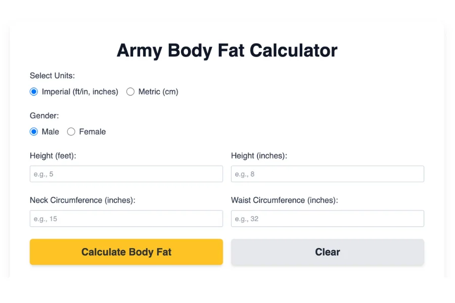 Army Body Fat Calculator