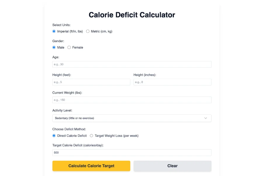 Calorie Deficit Calculator
