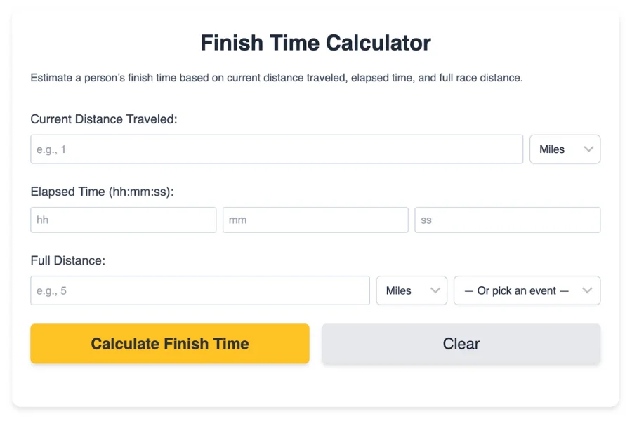 Finish Time Calculator