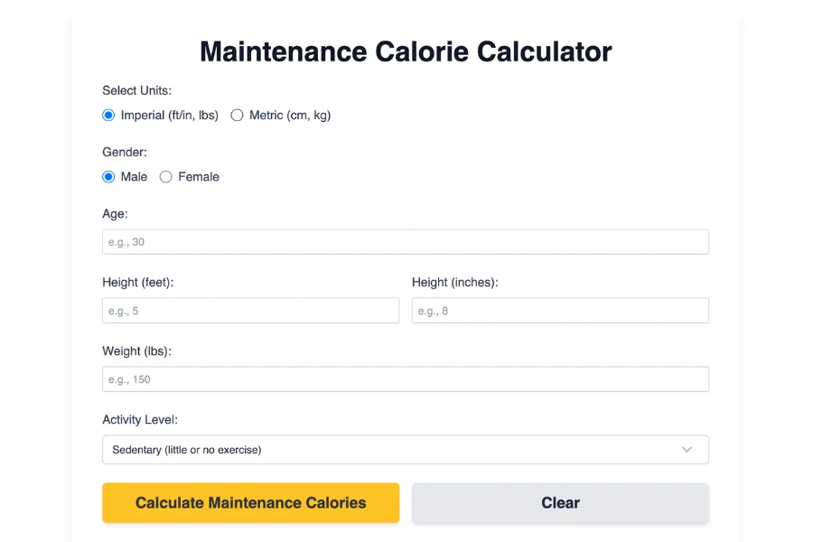 Maintenance Calorie Calculator