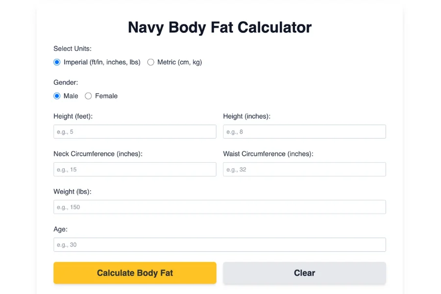 Navy Body Fat Calculator