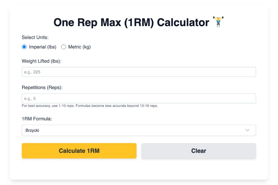 One Rep Max Calculator