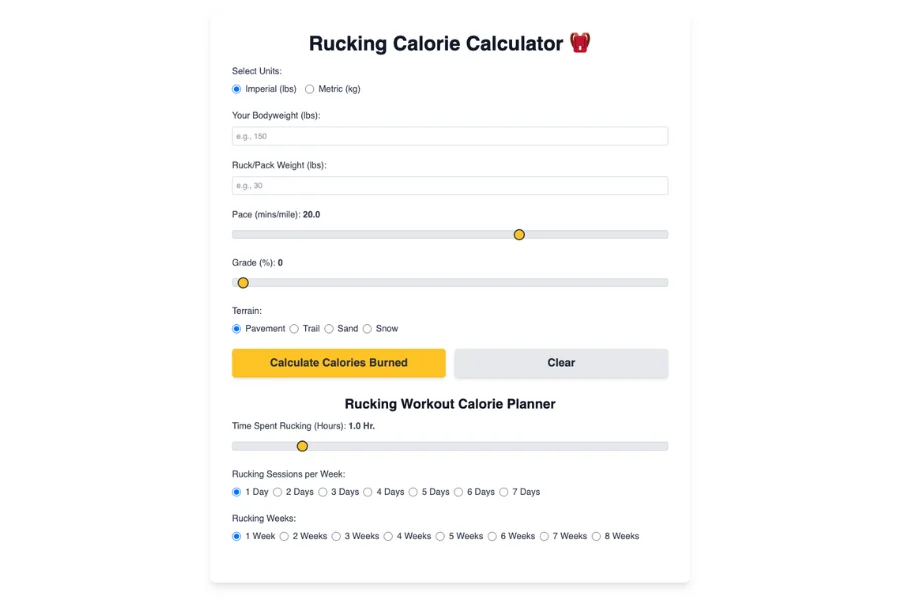 Rucking Calorie Calculator