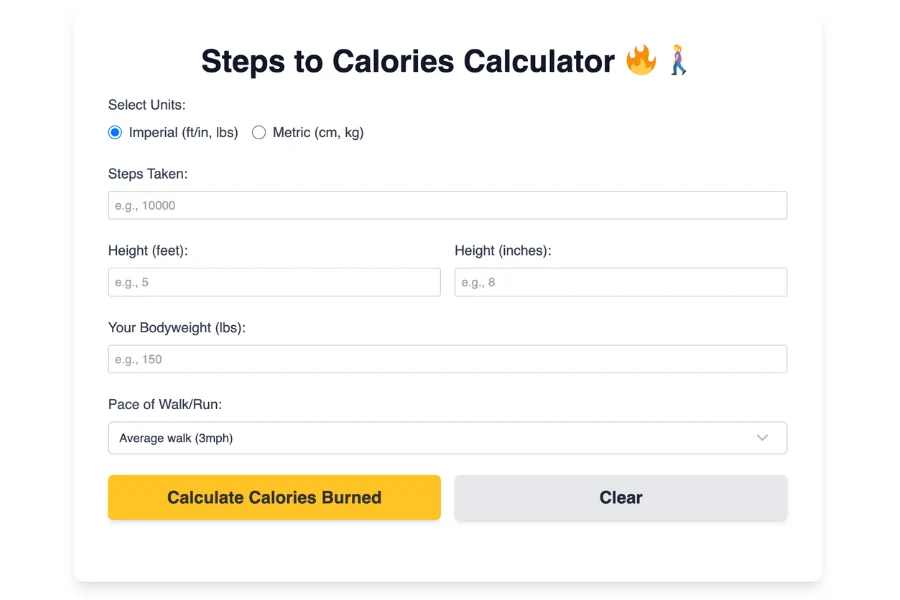 Steps to Calories Calculator