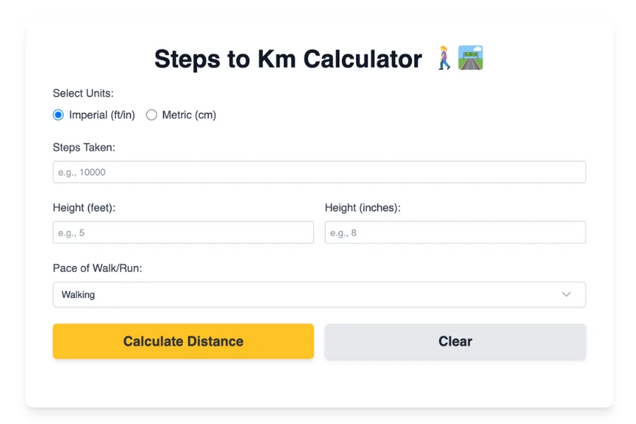 Steps to Km Calculator